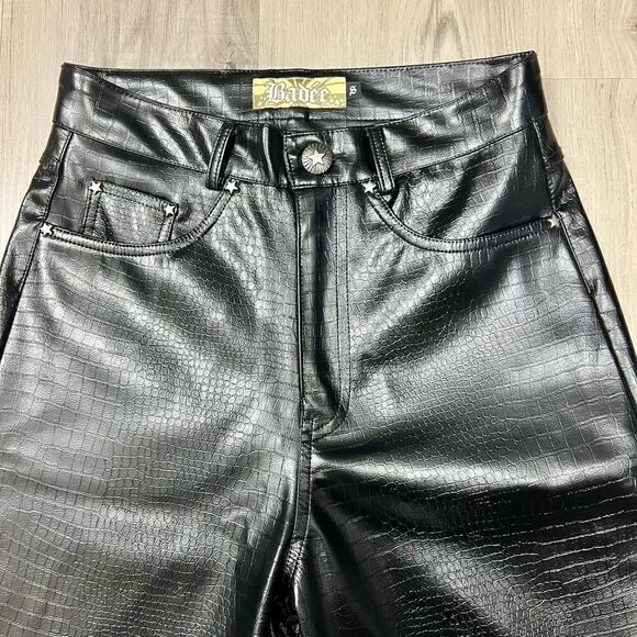 NWOT Badee for Dolls Kill brand black embossed faux leather pants szS. - Picture 5 of 15